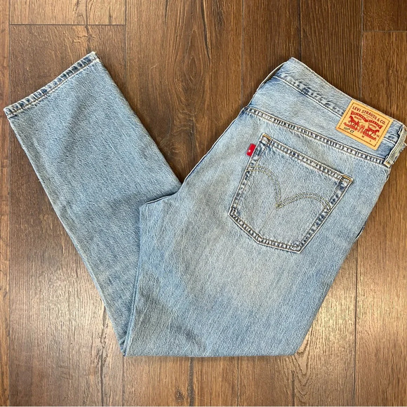 Levi’s 501 original fit light wash patchwork jean SZ 32/12 - Picture 1 of 7